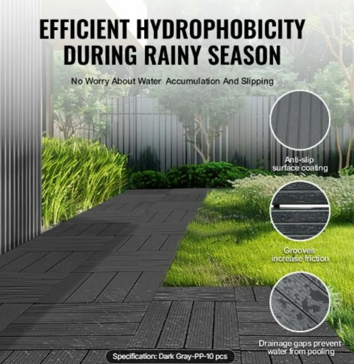 Interlocking Deck Tiles, 10 Pack,12"x12" 10 sq. ft - Image 3