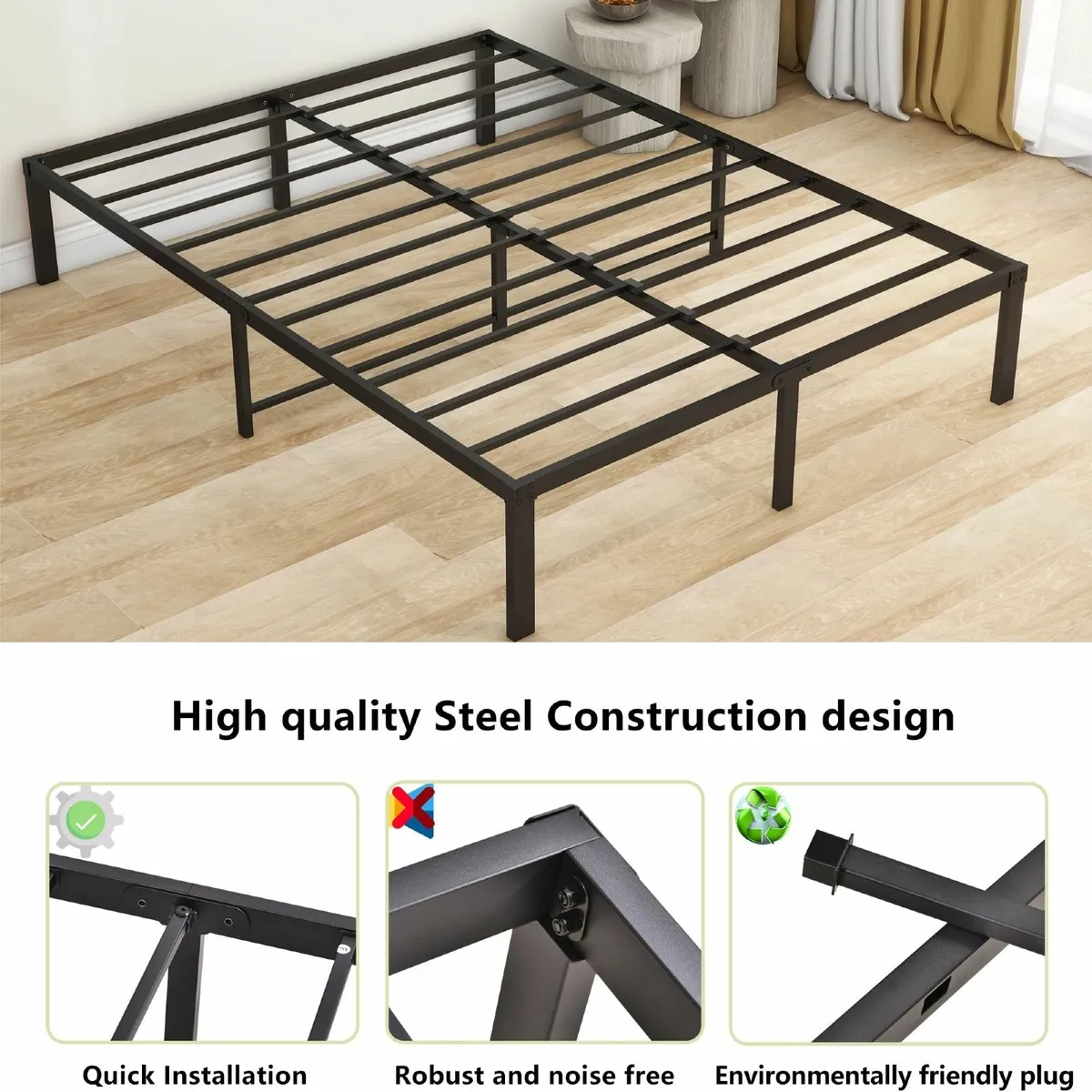 King Size Bed Frame 36cm High Metal Platform - Image 4
