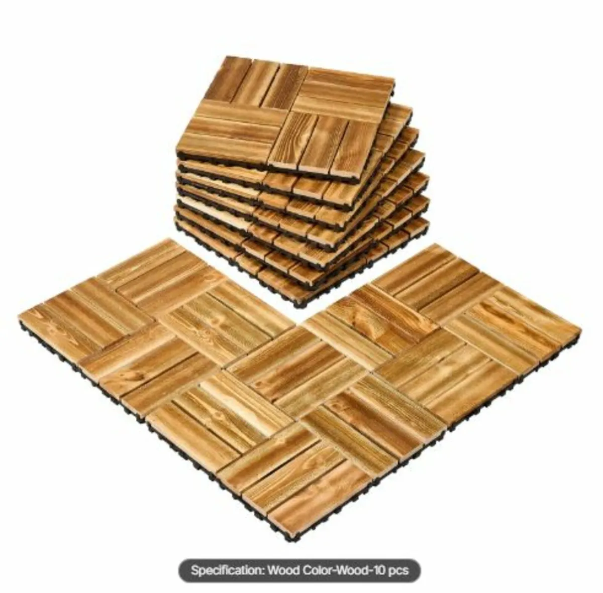 Interlocking Deck Tiles Solid Wood, 10 Pack,12" - Image 1