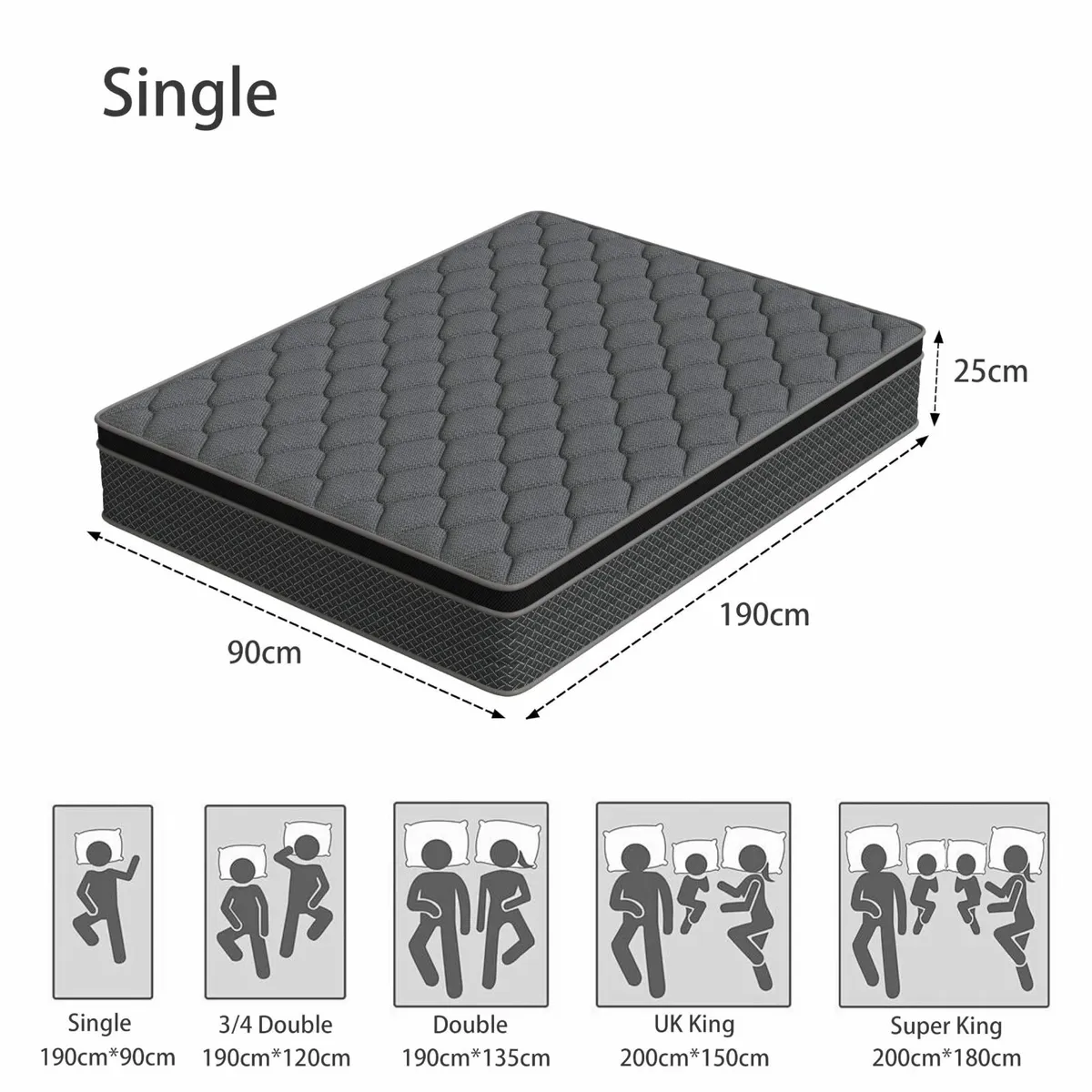 Single Mattress 3FT 10 Inch Foam and Spring - Image 3