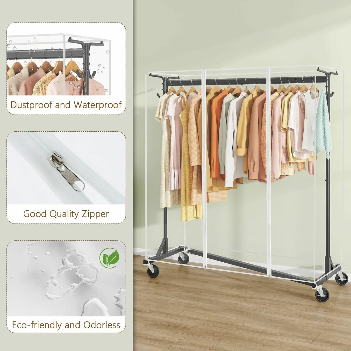 Z Clothes Rack with Cover Metal Heavy Duty - Image 4