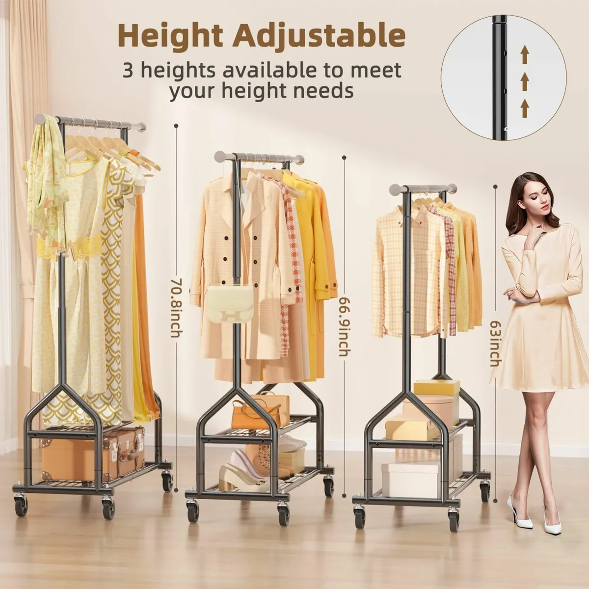 Heavy Duty Clothes Rail Clothing With Shelves - Image 3