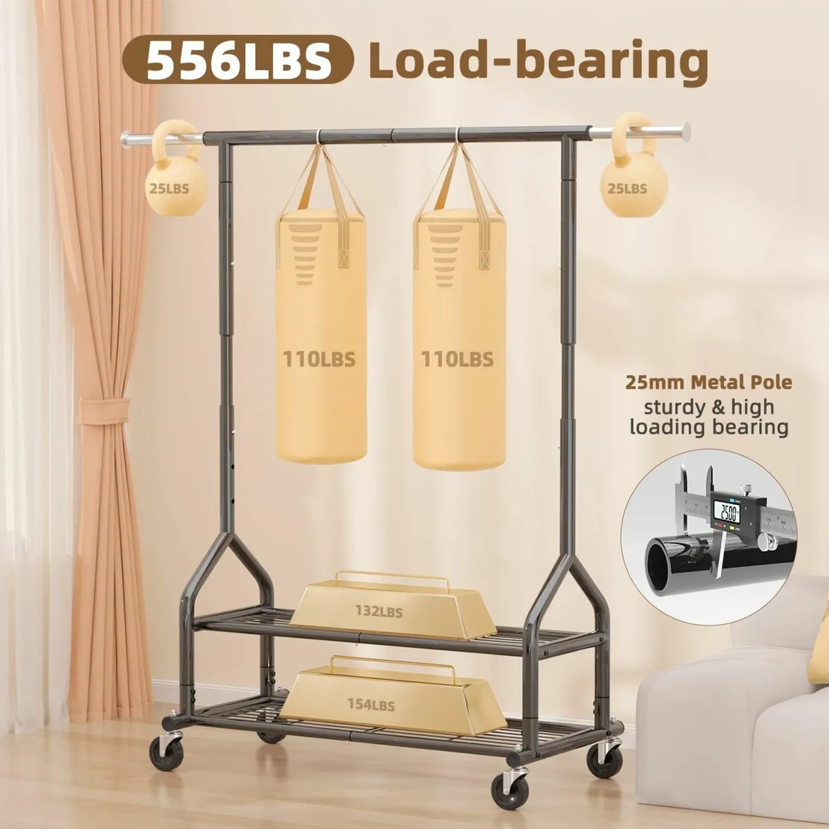 Heavy Duty Clothes Rail Clothing With Shelves - Image 4