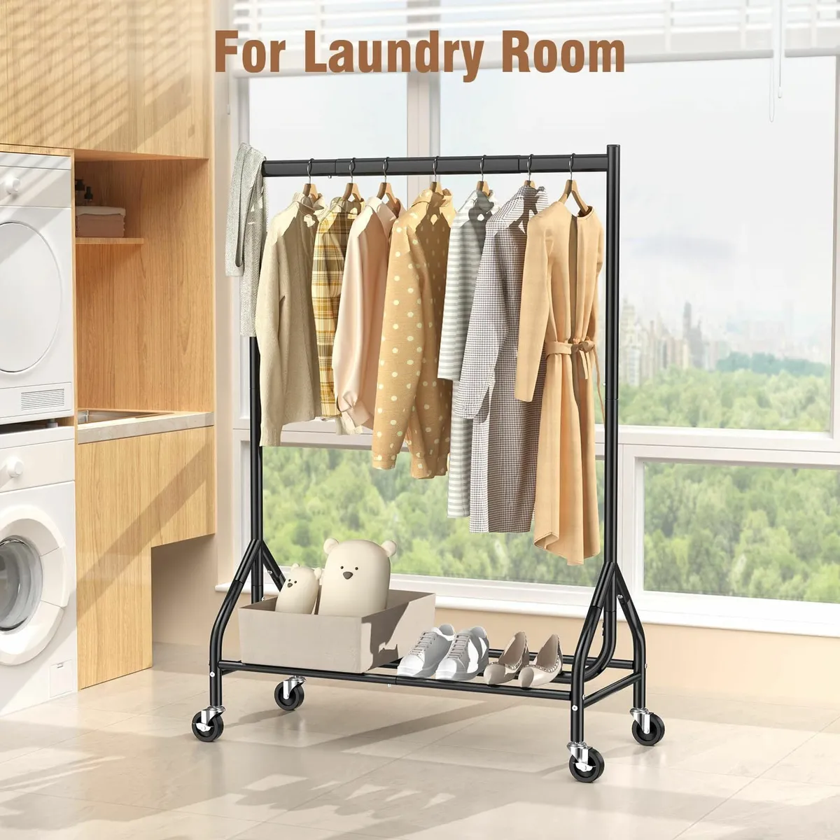 Heavy Duty Clothes Rail Load 180 KG Rolling - Image 2