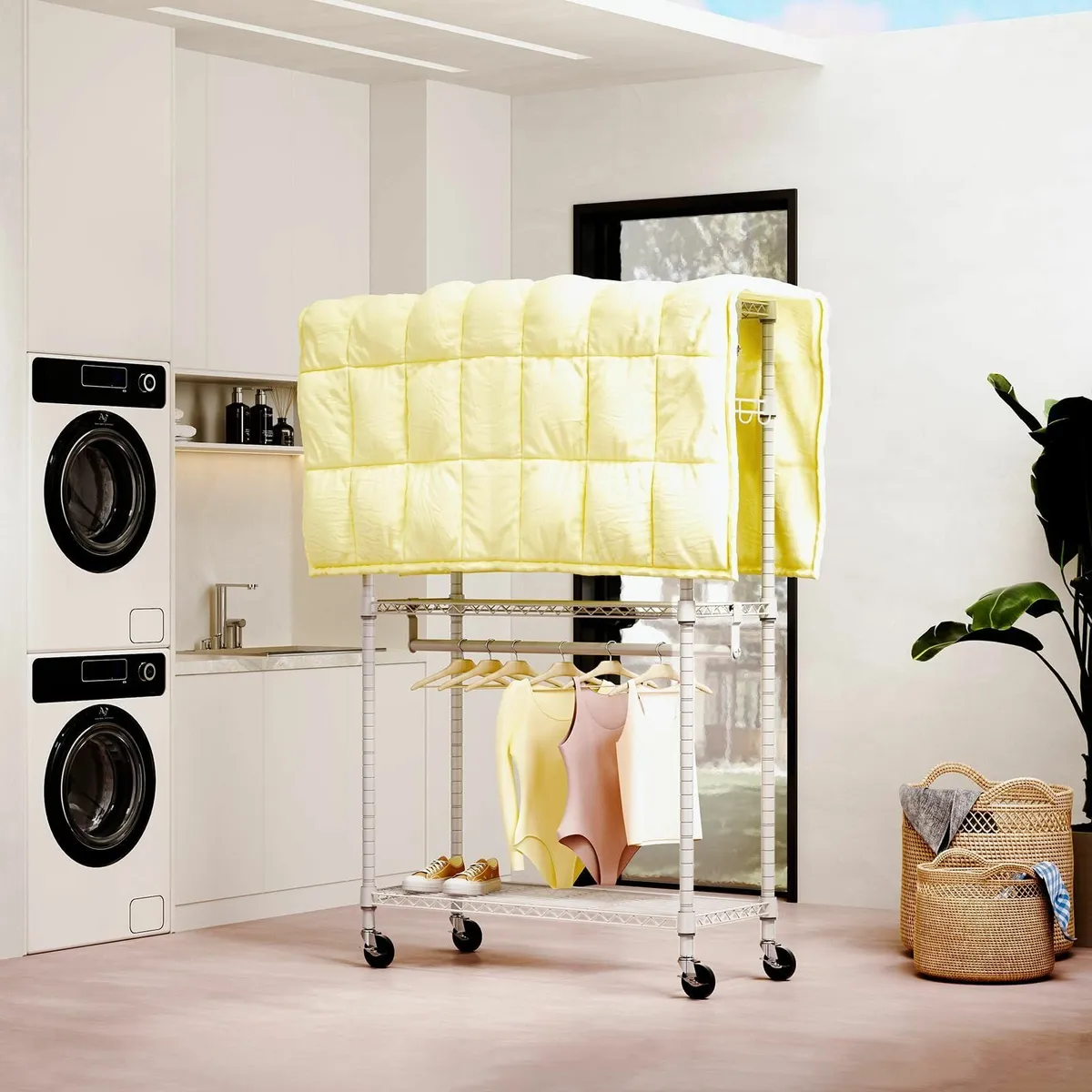 Heavy Duty Rolling Garment Rack 3 Tiers Adjustable - Image 2