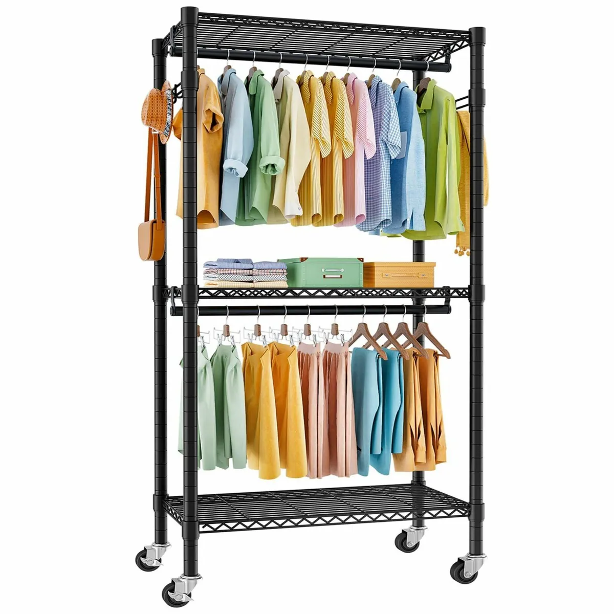Clothes Rail with Storage Shelves Heavy Duty - Image 1