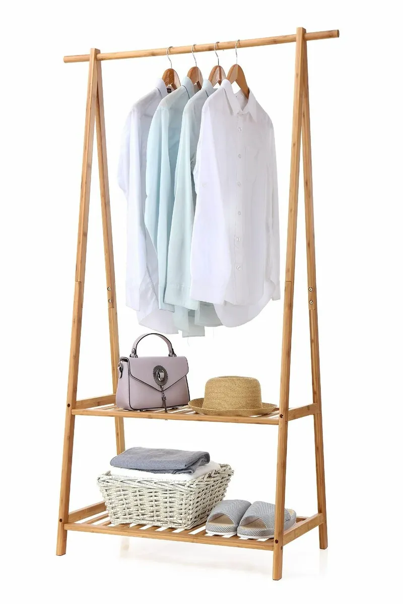 Bamboo Clothes Rack Portable Extra Large Garment - Image 1