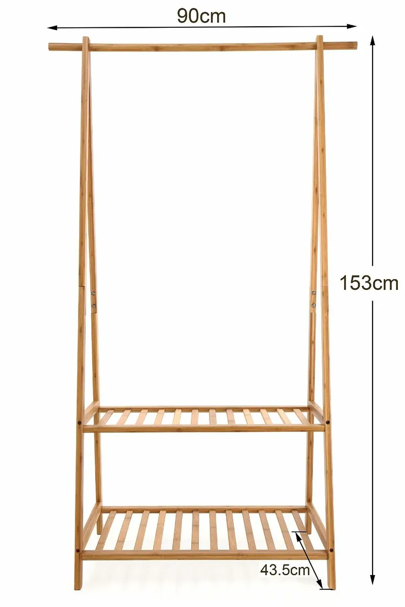 Bamboo Clothes Rack Portable Extra Large Garment - Image 3