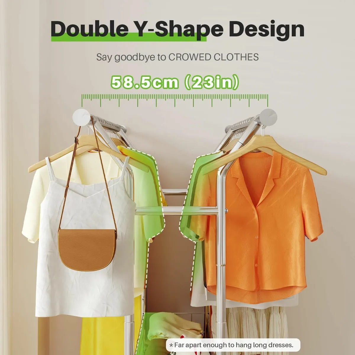 Heavy Duty Double Rail Clothes Rack on Wheels - Image 4