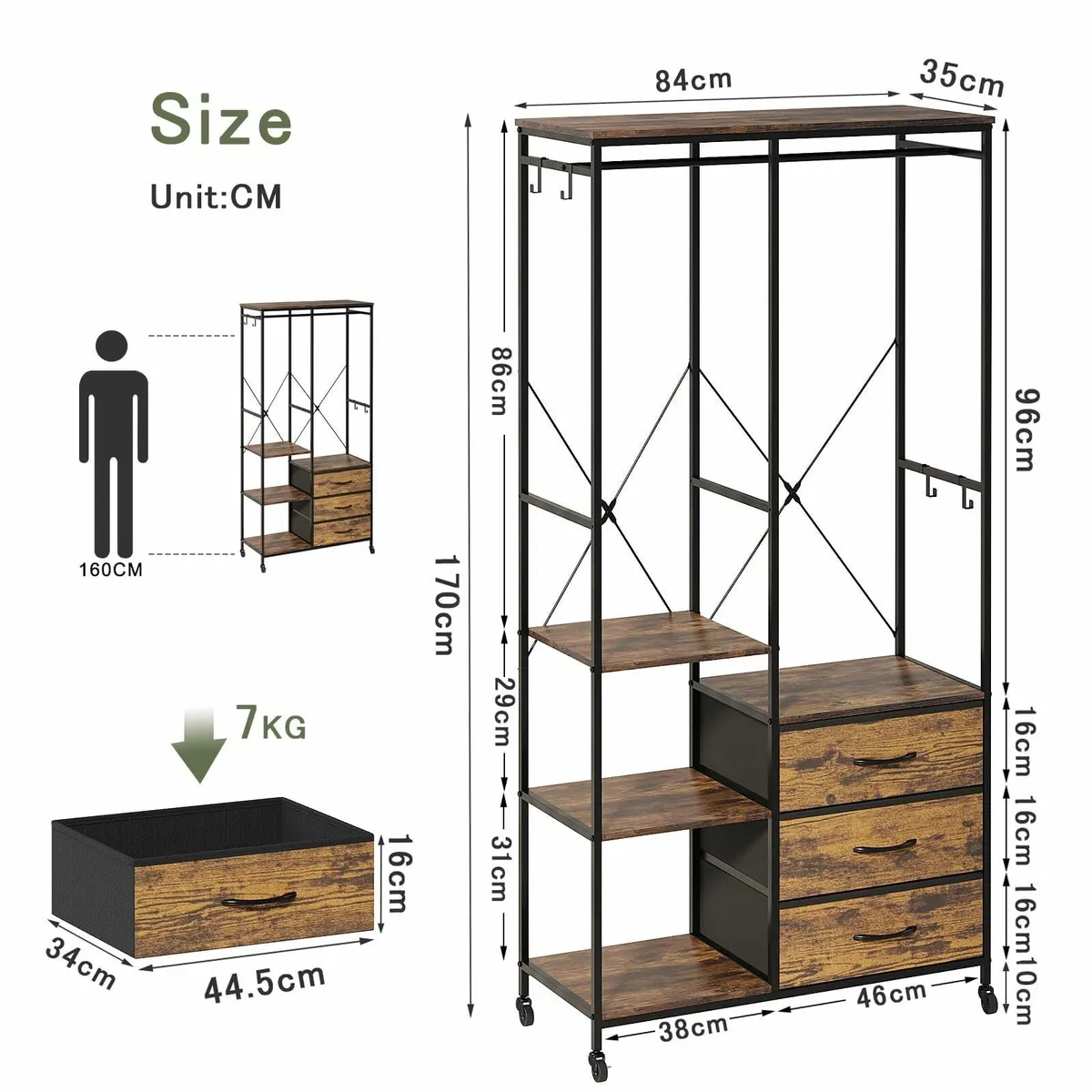 Clothes Rack Heavy Duty Rail Clothing for Bedroom - Image 3