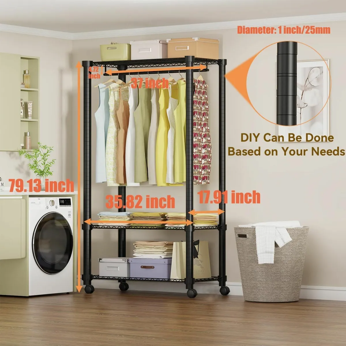 Portable Closets 3-Tier Clothes Garment Rack - Image 3