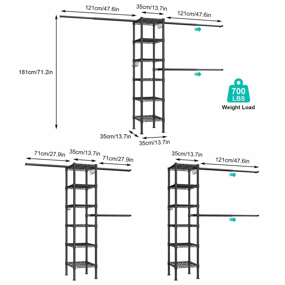 Telescopic Garment Rack Wall Mounted Coat Hanging - Image 2
