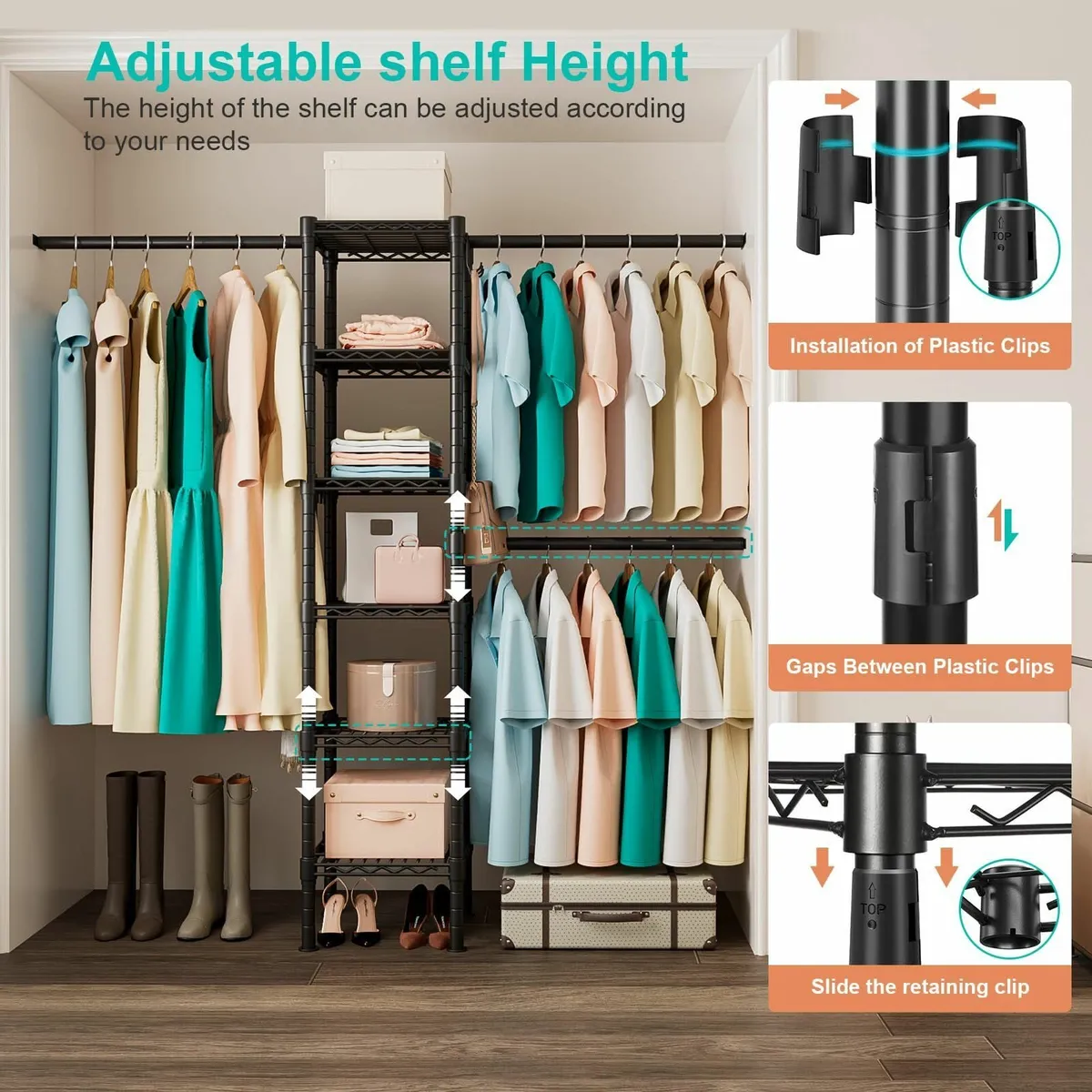 Telescopic Garment Rack Wall Mounted Coat Hanging - Image 4