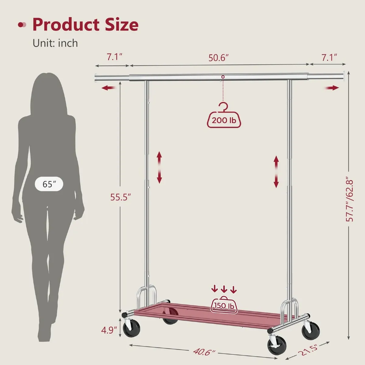 Clothing Rack Heavy Duty Clothes Load 350 LBS - Image 3