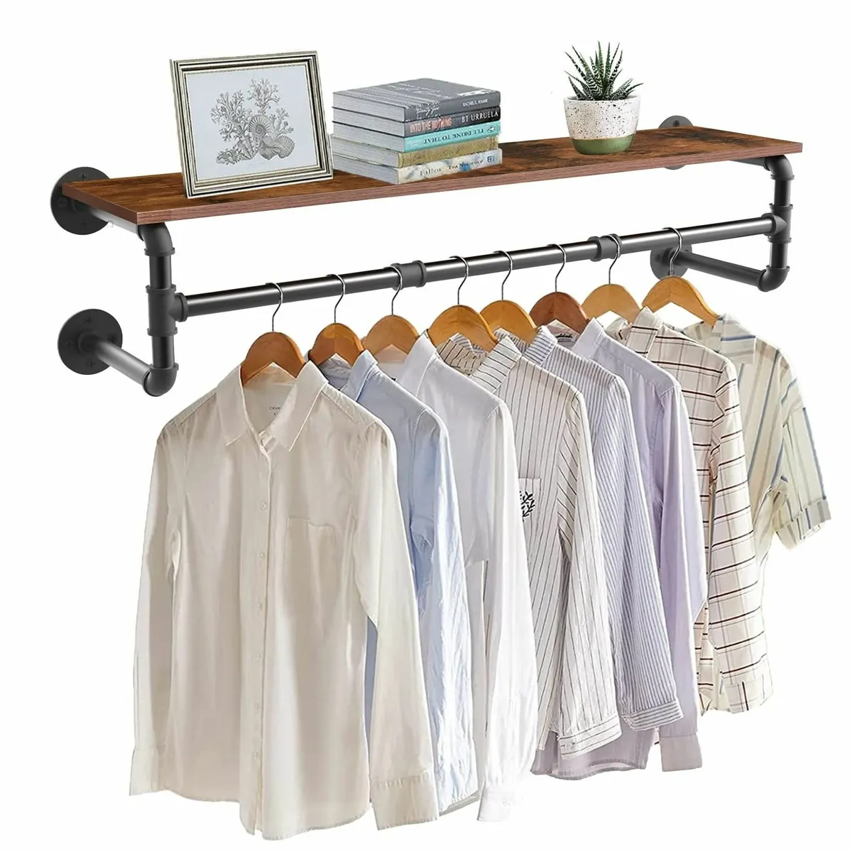 Wall Mounted Clothes Rail Industrial Pipe Hanging - Image 1