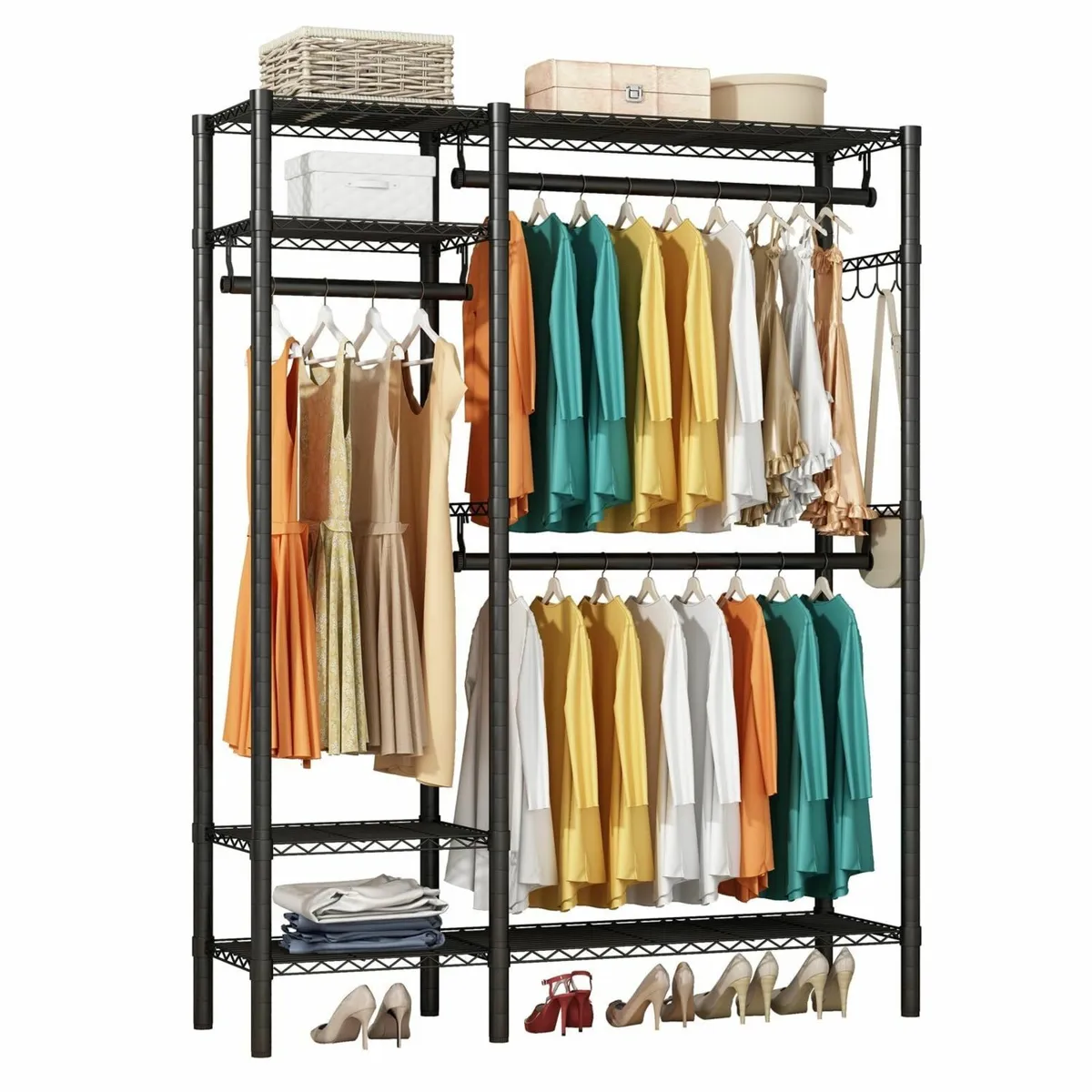 Heavy Duty Clothes Rail Rack Metal Garment with 3 - Image 1