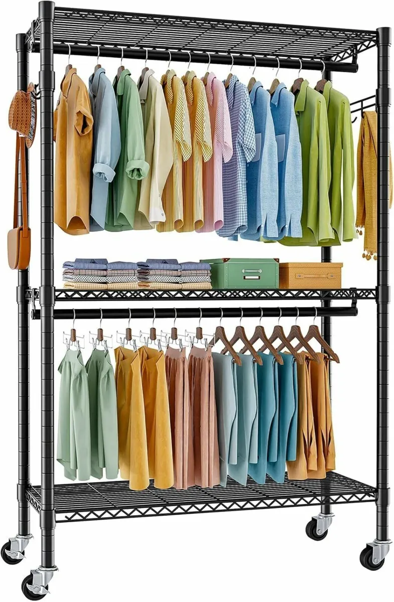 Clothes Rail with Storage Shelves Heavy Duty - Image 1