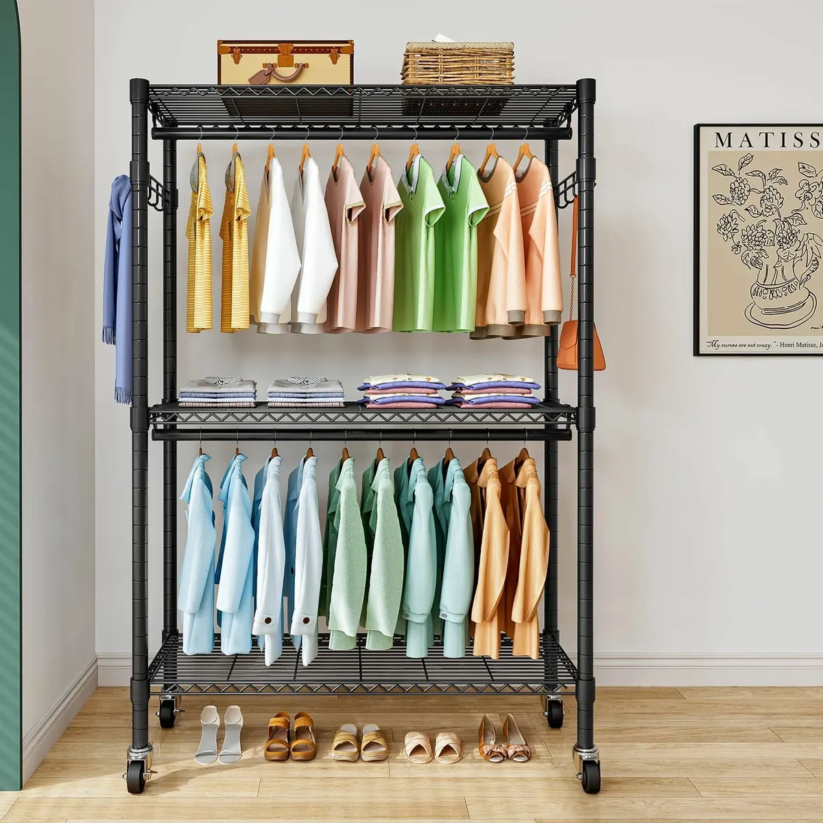Clothes Rail with Storage Shelves Heavy Duty - Image 2