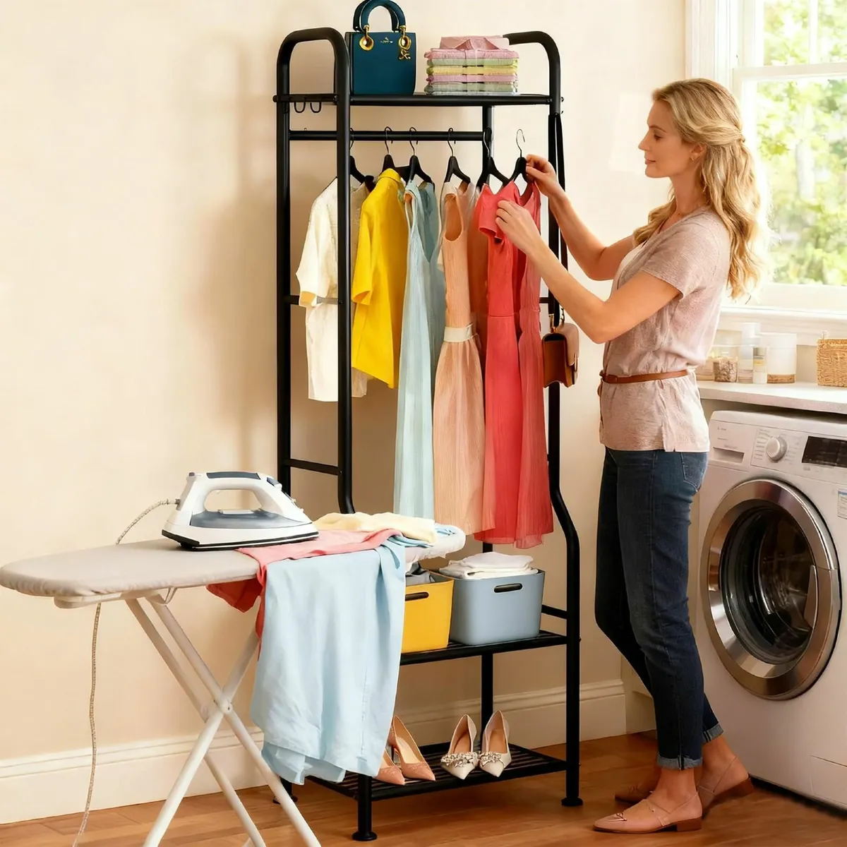 Narrow Clothes Rack - Clothing with 3 Tier Metal - Image 2