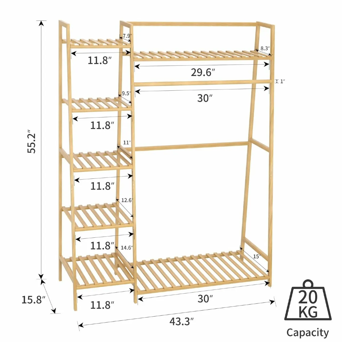 Bamboo Clothing Garment Rack Free Standing - Image 2