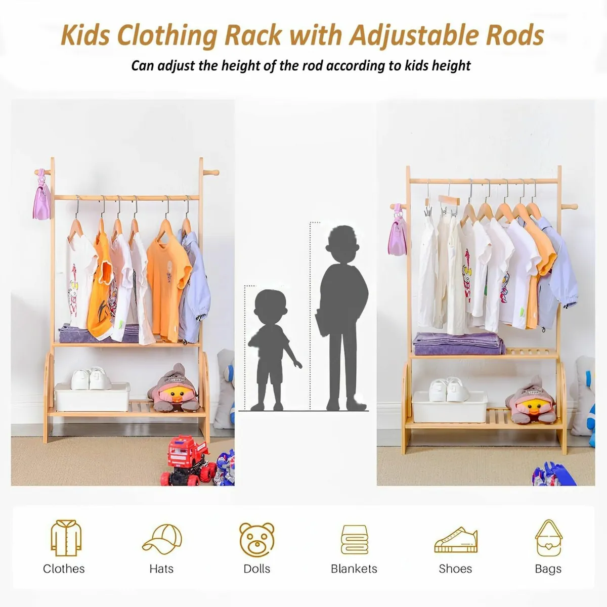 Kids Clothing Rack with Adjustable Rods Children - Image 4
