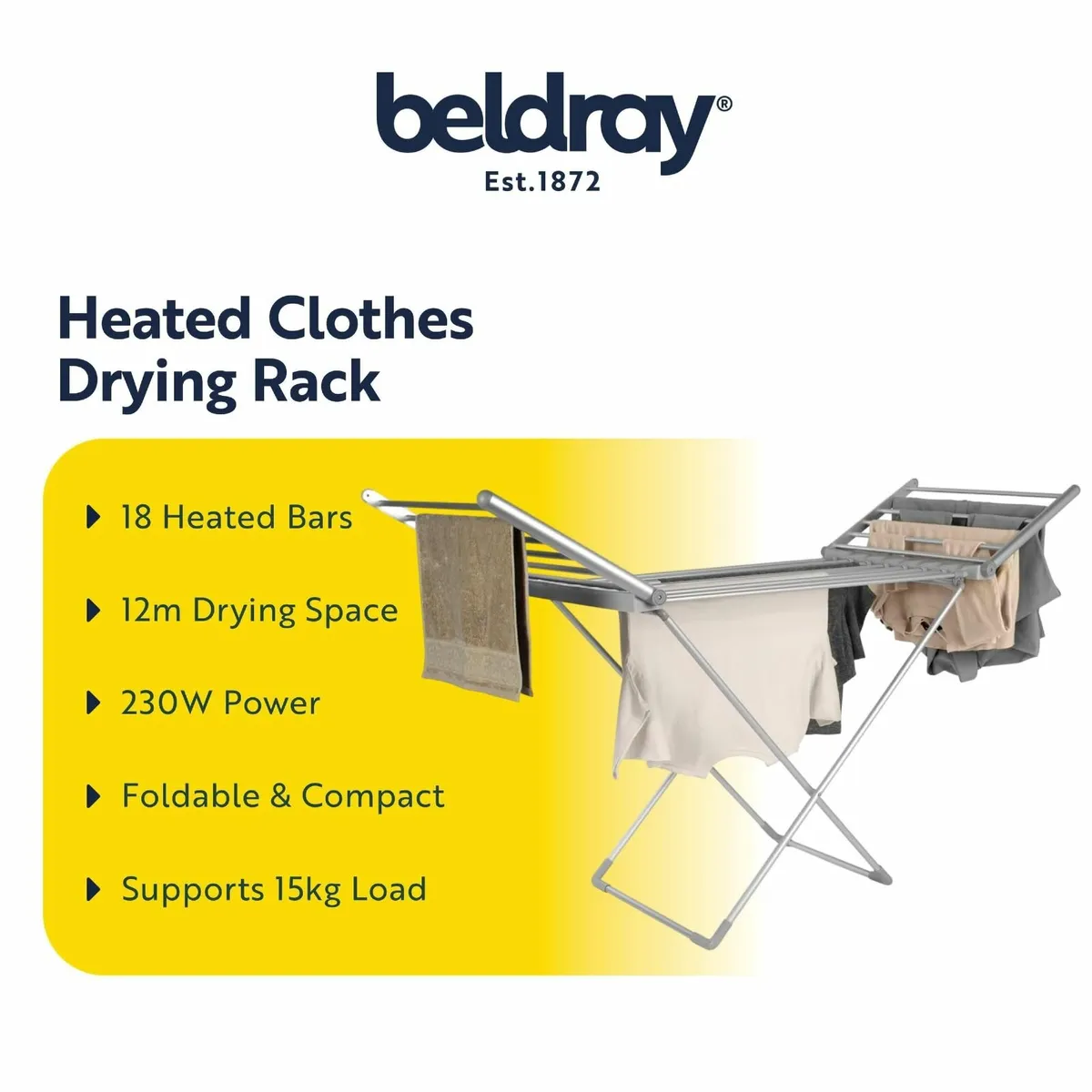 Heated Clothes Airer - Aluminium Drying Rack - Image 3