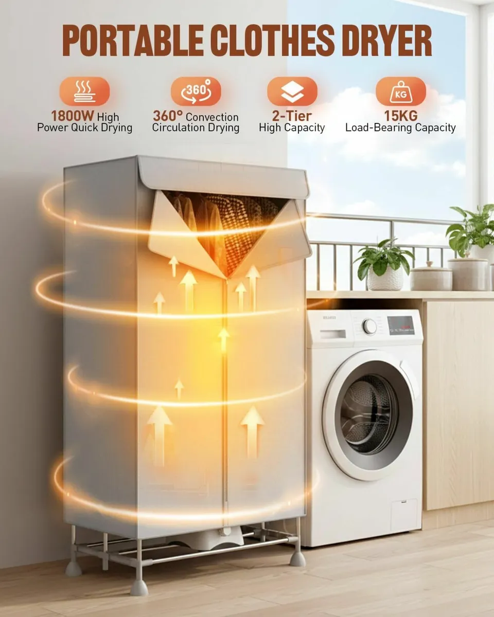 Electric Clothes Dryer 1800W with Timer – - Image 3