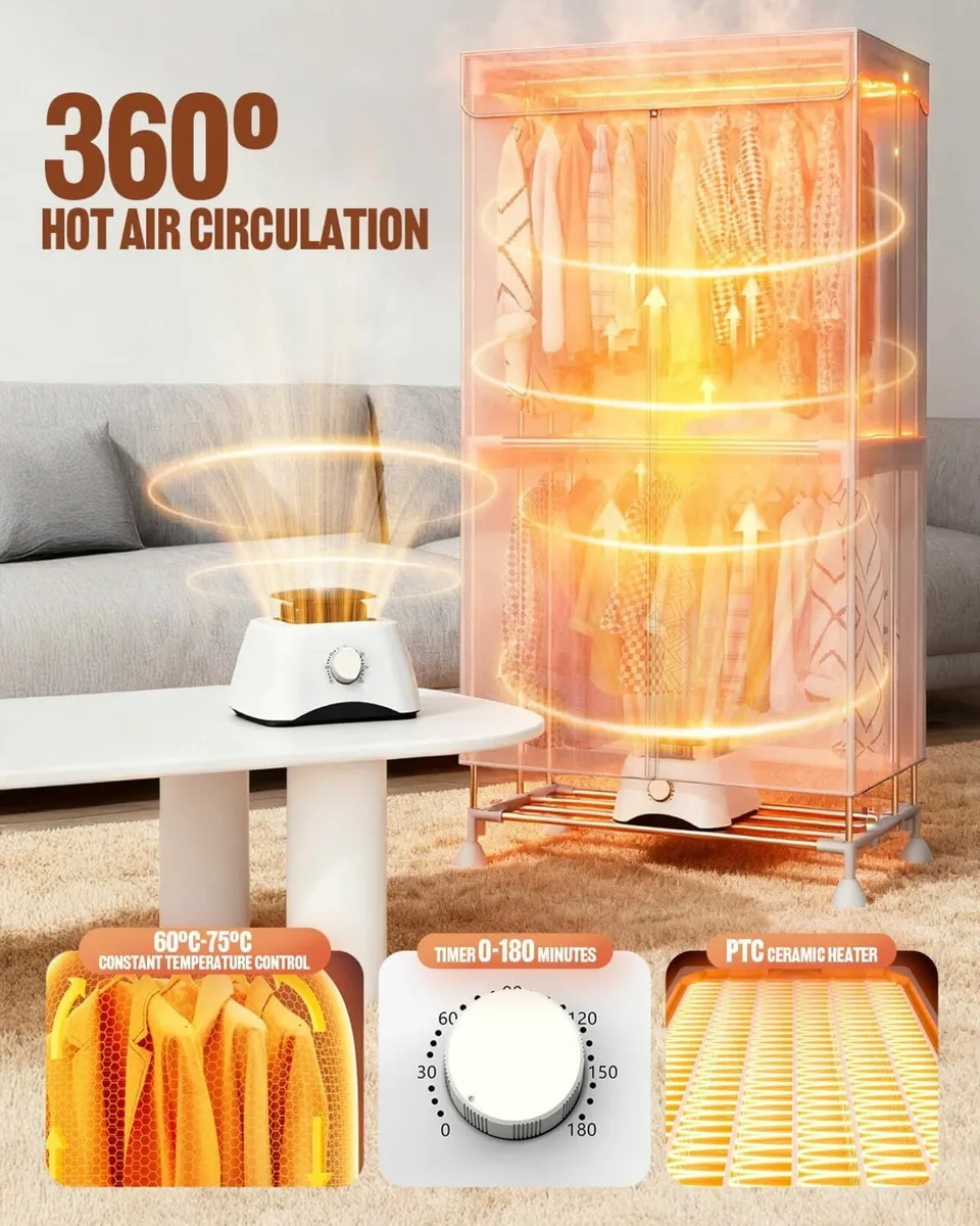 Electric Clothes Dryer 1800W with Timer – - Image 4