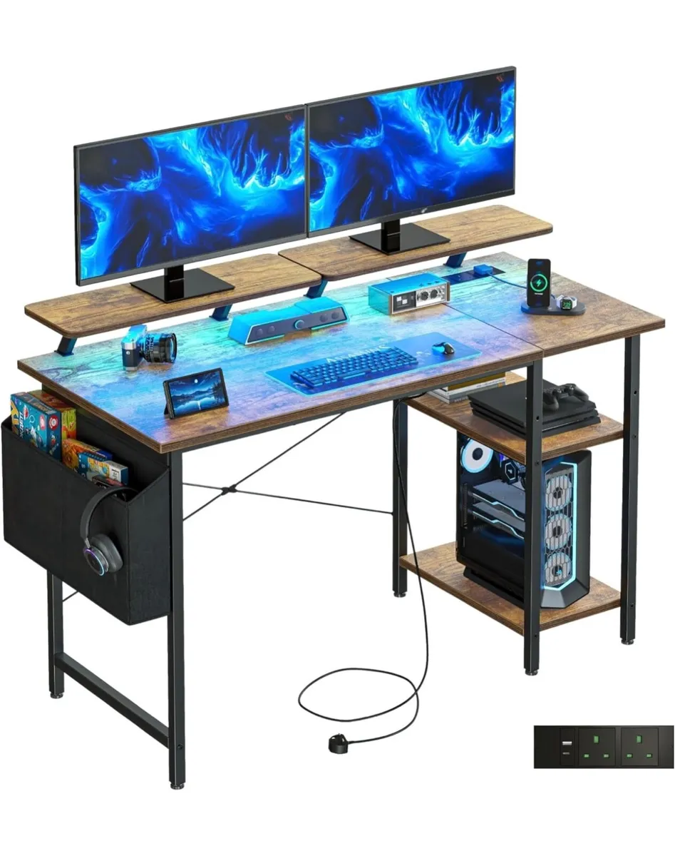 Desk with LED Lights & Power Outlets - Image 4