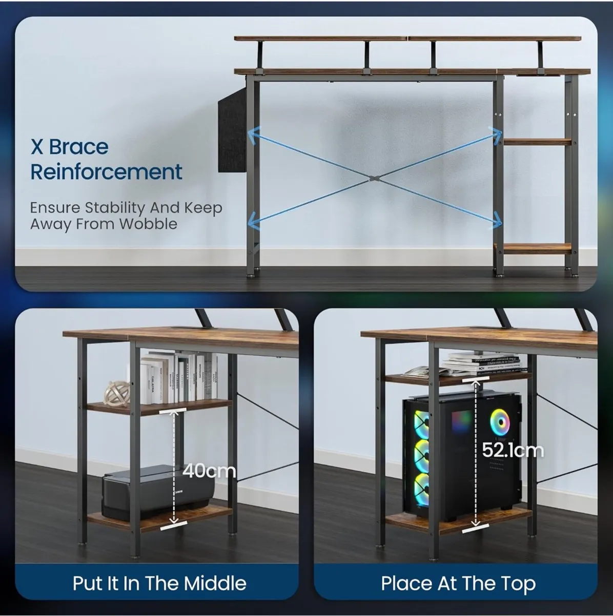 Desk with LED Lights & Power Outlets - Image 2