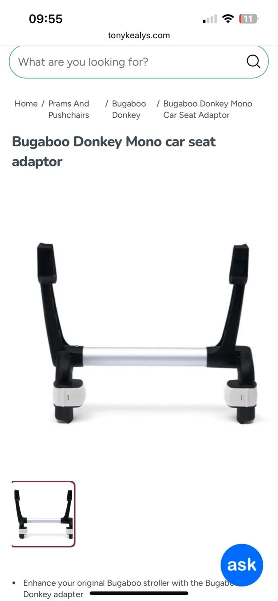 Bugaboo donkey mono car seat adapter - Image 2