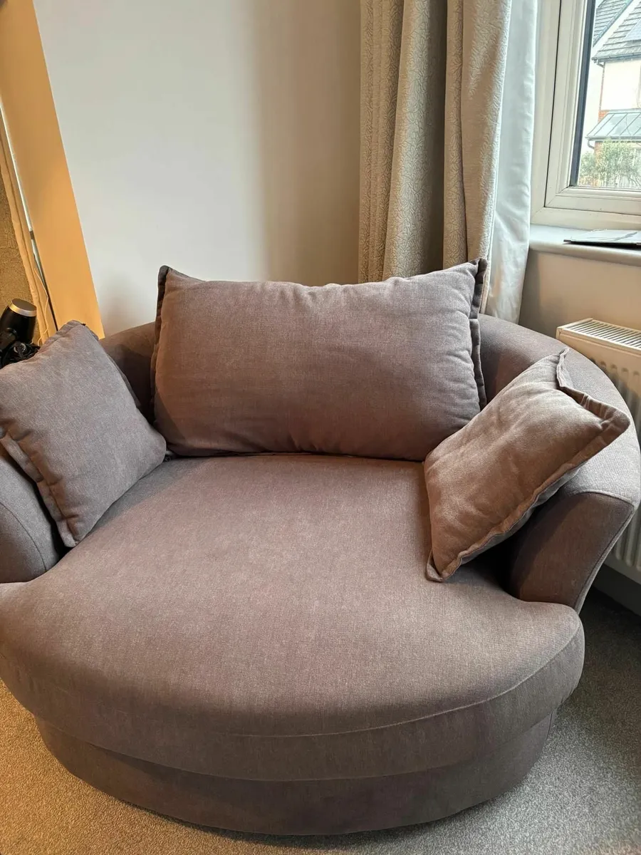 Swivel Cuddler Chair - Grey - Michael Murphys - Image 1