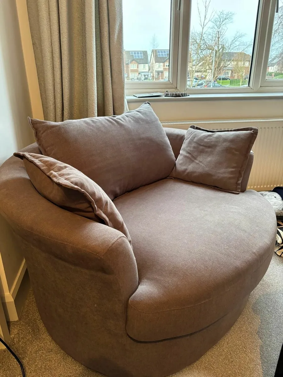 Swivel Cuddler Chair - Grey - Michael Murphys - Image 2