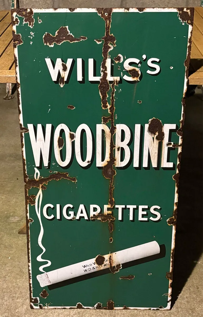 Early WILLS WOODBINE Enamel Sign Advertising - Image 1