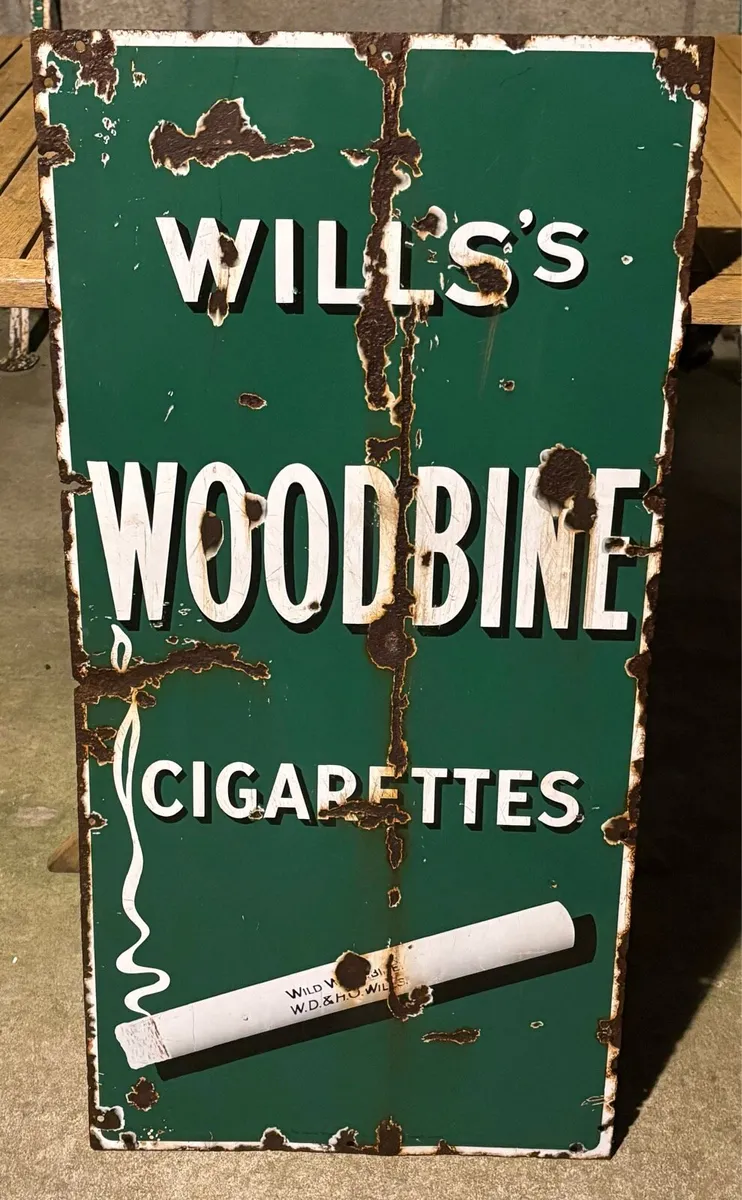 Early WILLS WOODBINE Enamel Sign Advertising - Image 2