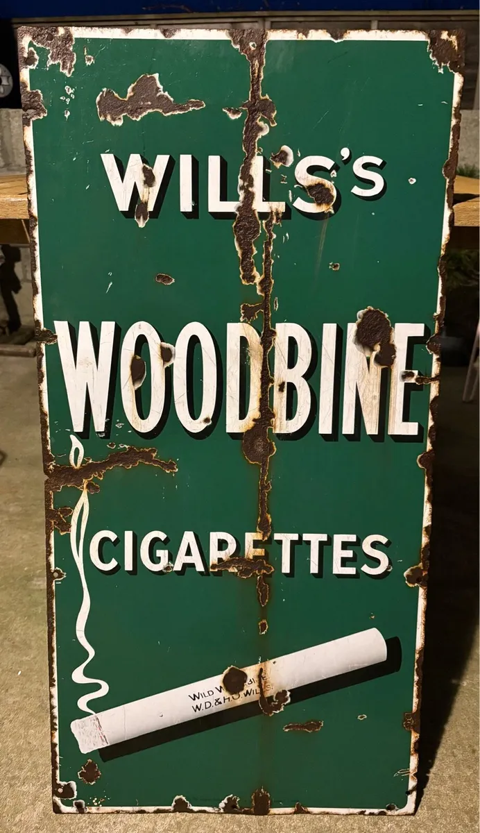 Early WILLS WOODBINE Enamel Sign Advertising - Image 3