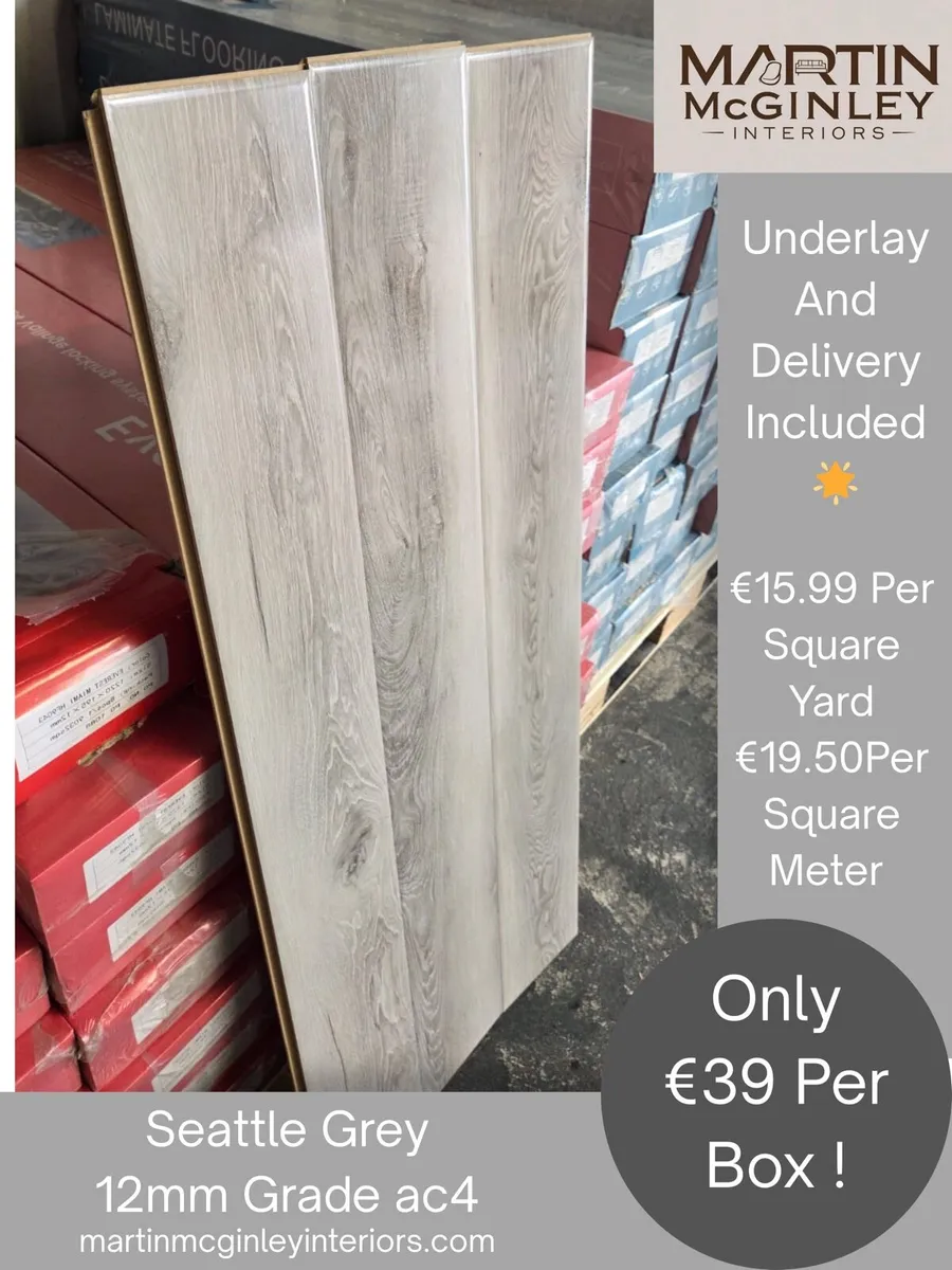 High Gloss Laminated Flooring Seattle Grey - Image 1