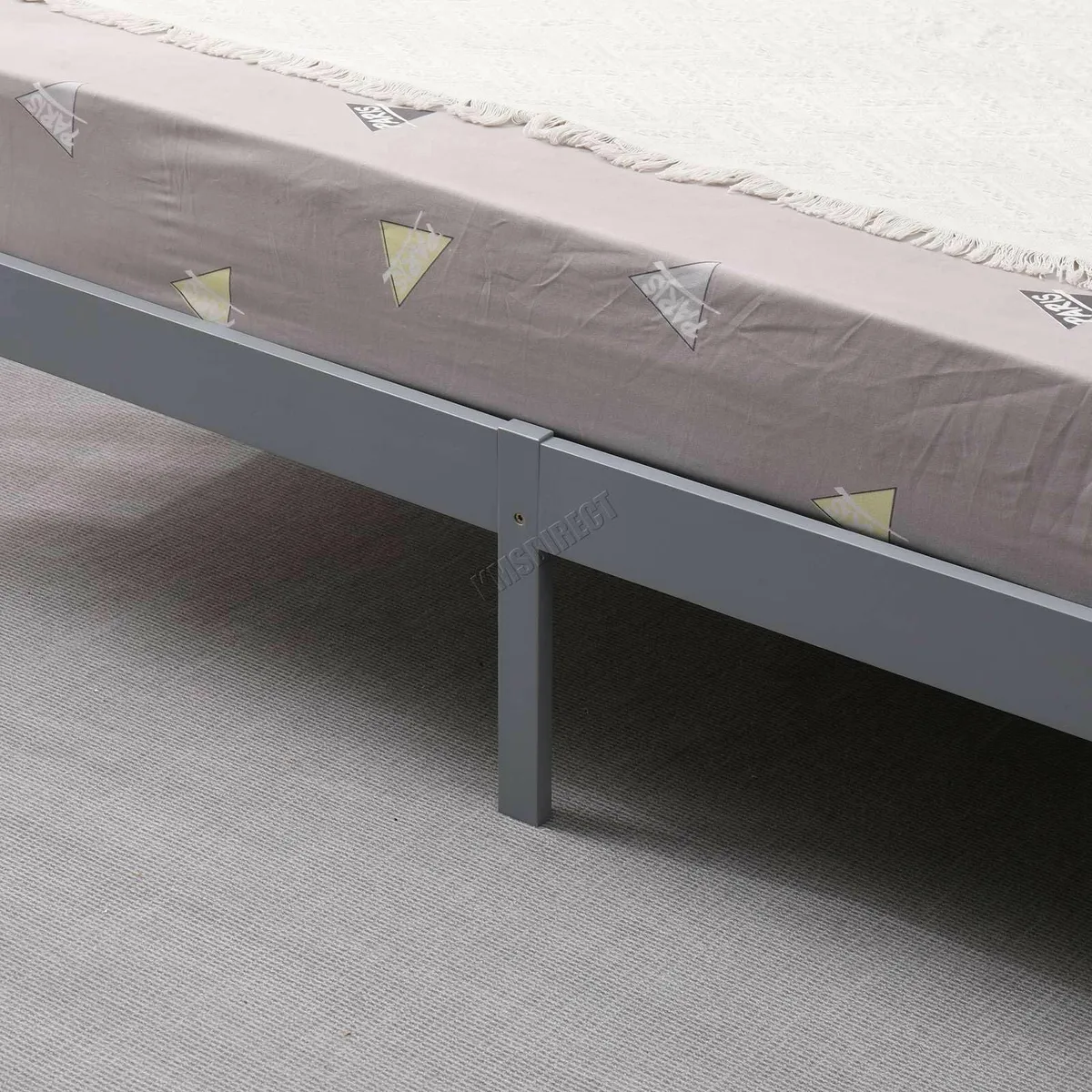 Double Bed Solid Pine Frame Headboard Grey - Image 4