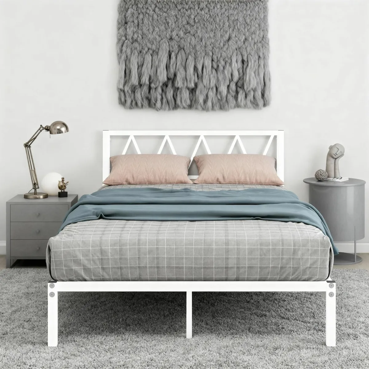 Double Bed Frame Storage Platform White 135x190cm - Image 3