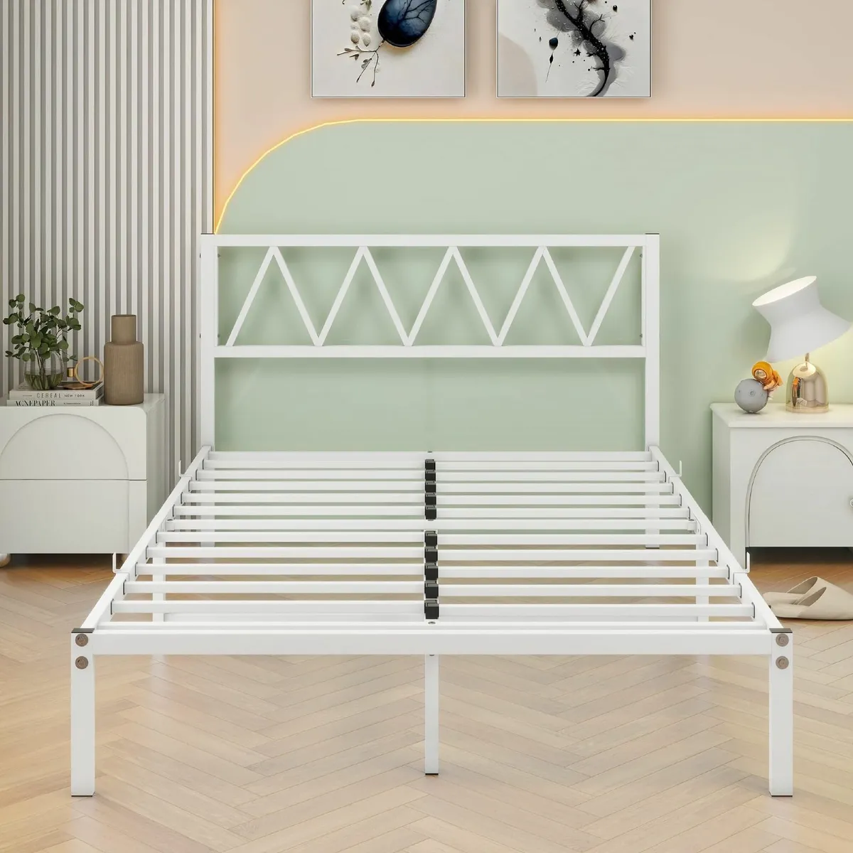 Double Bed Frame Storage Platform White 135x190cm - Image 4