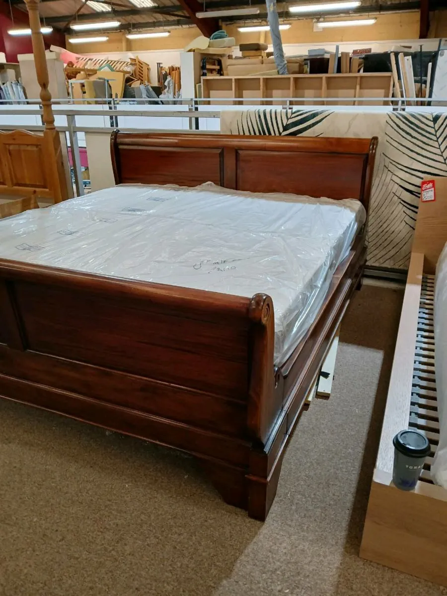 6ft mahogany sleigh bed super king size frame - Image 4