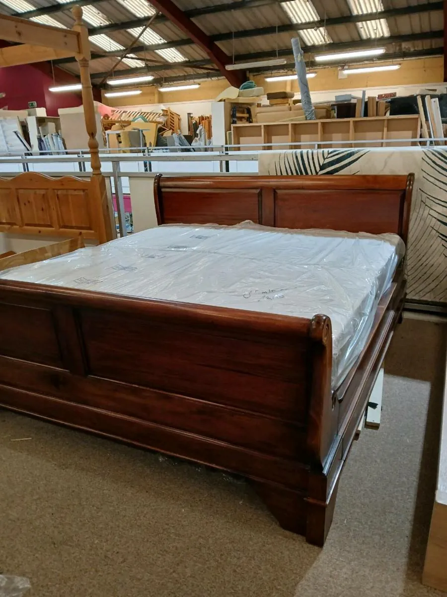 6ft mahogany sleigh bed super king size frame - Image 1