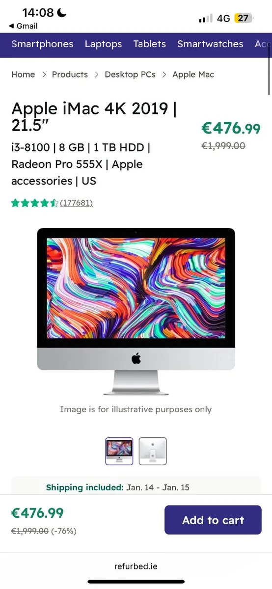 Apple iMac 4K 2019 | 21.5" | i3-8100 | 8 GB | 256 - Image 1