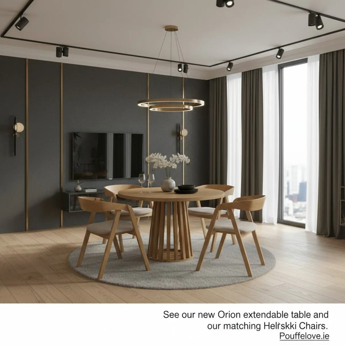 Tovo Extendable Round Dining Table140cm 4 x Chairs - Image 3