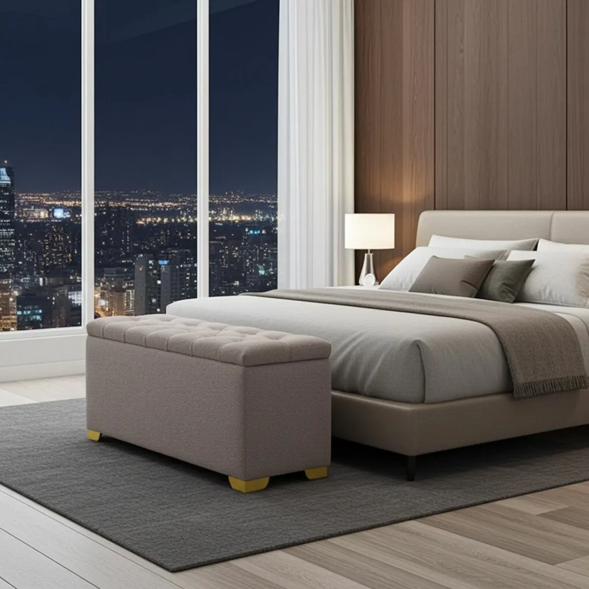 Bouclé Ottoman with Storage DUSTY PINK - Image 1