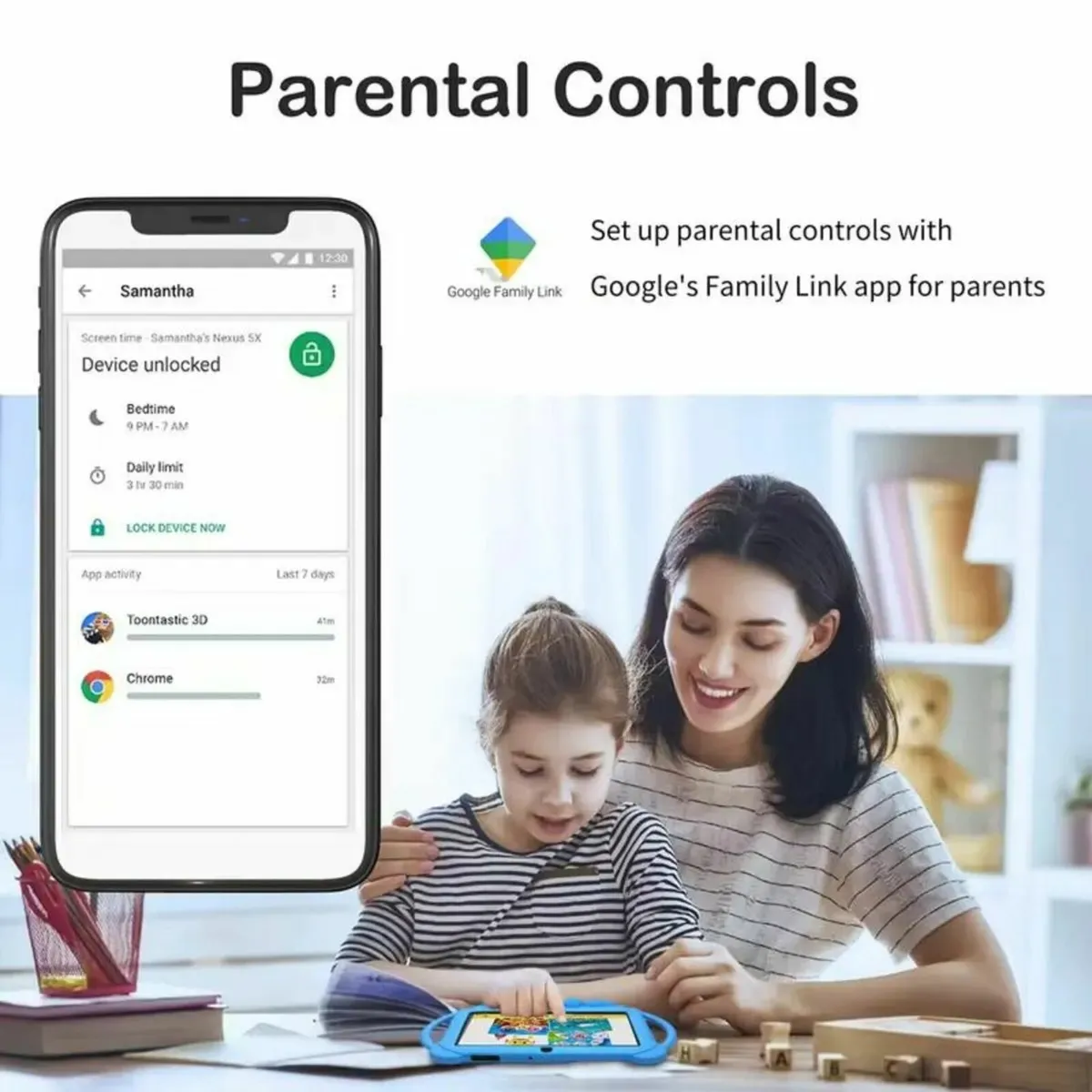 7″ Kids Android Tablet, Eye Care Screen, Case - Image 2