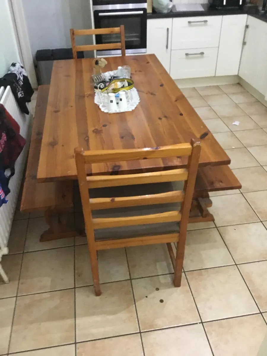 Wood kitchen table seats 8 - Image 2