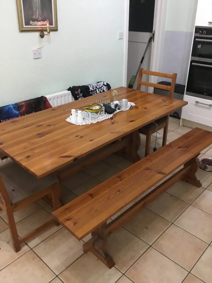Wood kitchen table seats 8 - Image 3