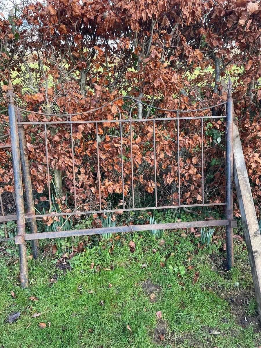 Old cast iron bed with side bars - Image 1