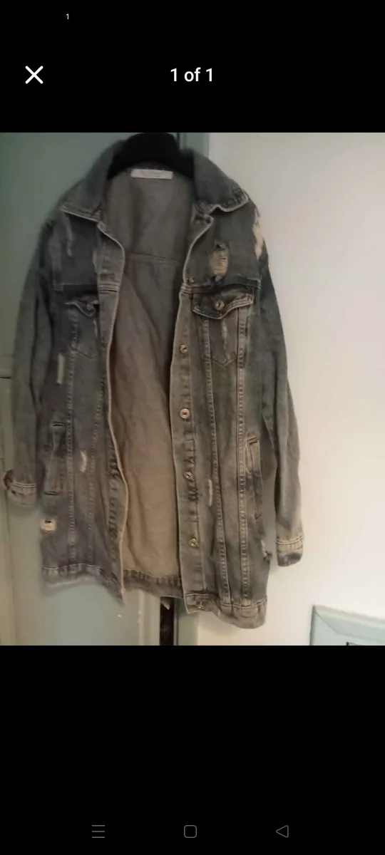 Ladies denim jacket long size10